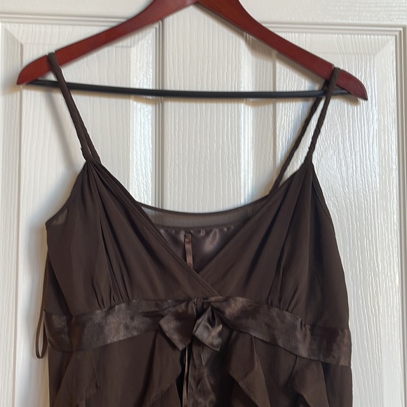 Brown Spaghetti Strap Dress with ribbon and lace details - Picture 2 of 6